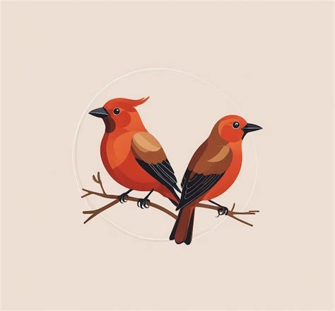 Premium Photo Bird Logo Bird Symbol Two Birds Sitting On A Branch