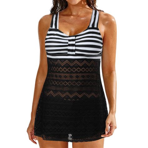 Celivon Womens Bikinis Swimsuit Striped Back Bathing Suit Plus Size Skirt Bikini Printed Bathing