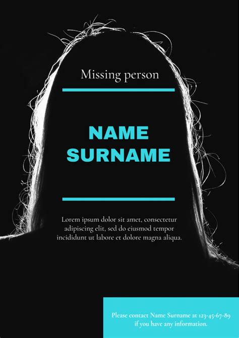 Template For Missing Person Poster Compatible With Google Docs