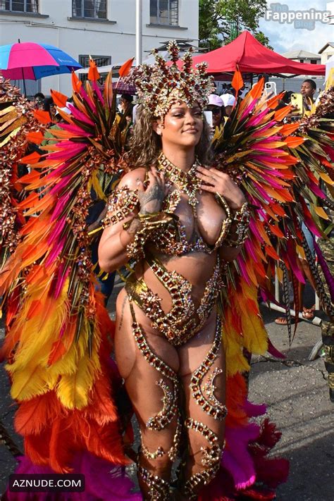 Rihanna Sexy Stuns In A Dazzling Bejeweled Bikini At Carnival Festival In Barbados AZNude