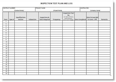 Inspection Test Plan Form Example