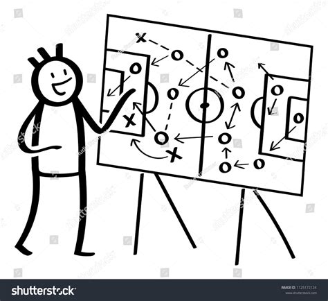 Simple Stick Figure Explaining Football Tactics Stock Vector Royalty