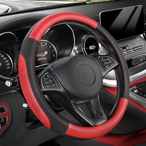 Seg Direct Black And Red Microfiber Leather Auto Car Steering Wheel