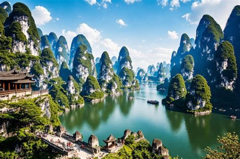 Premium Photo | The mountains of guilin are surrounded by mountains and ...