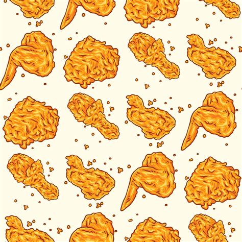 Crispy Fried Chicken Seamless Pattern Vector Art At Vecteezy