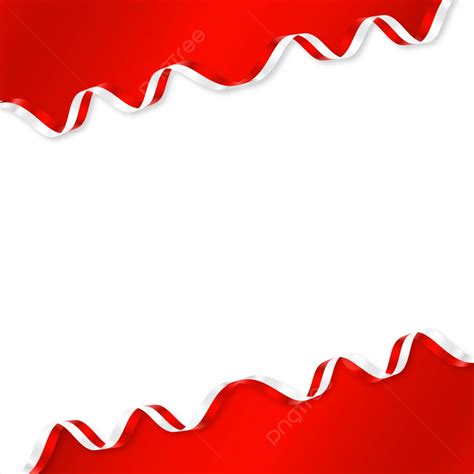 Red White Ribbon Transparent Indonesia Flag Border Vector Red White