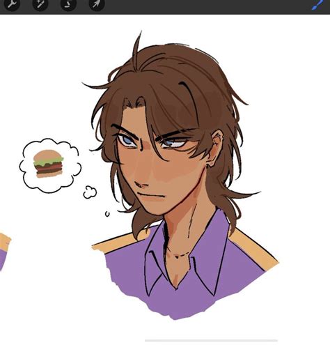 An Anime Character Is Thinking About A Hamburger