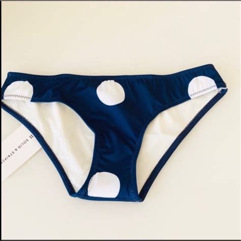 SOLID STRIPED Swim New Solid Stripe Blue Polka Dot Bikini Bottom