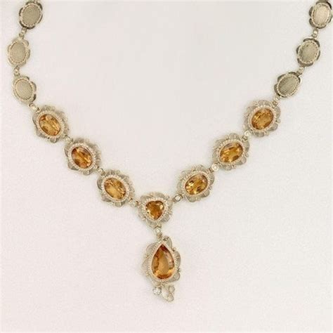 Yellow Topaz Diamond Gold Necklace by FernandoJewelry on Etsy