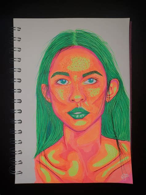 I tried a highlighter portrait the other day : r/Amateur_Art