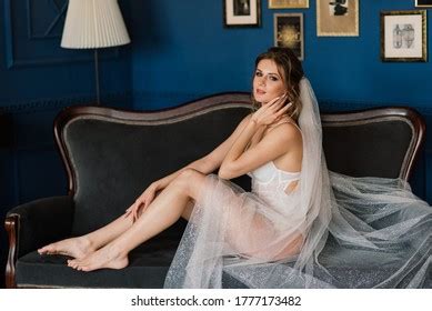 Стоковая фотография 1802018800 Beautiful Bride White Lace Lingerie Bare Shutterstock