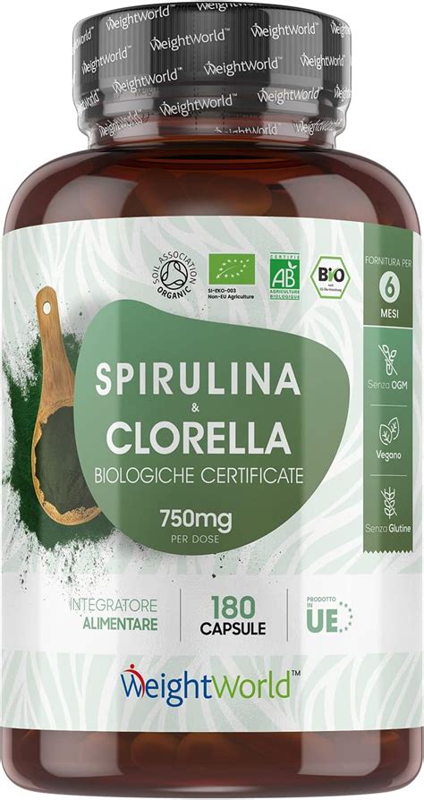 Spirulina Clorella Bio Capsule Vegane Scorta Per Mesi