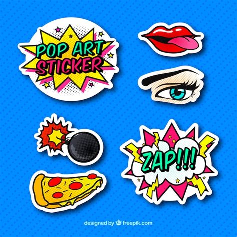 Free Vector | Fun stickers with comic style