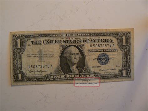 B One Dollar Silver Certificate Blue Seal