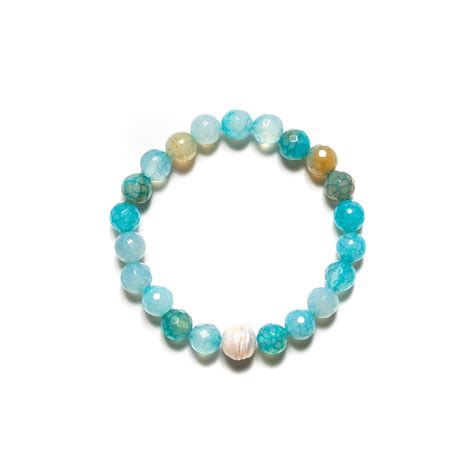 Faceted Blue Agate Bracelet Freshwater Pearl Aspen And Salt