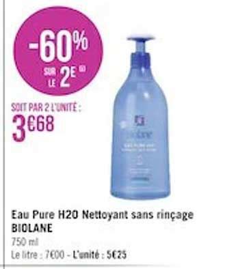 Promo Eau Pure H2o Nettoyant Sans Rinçage Biolane 60 Sur Le 2e chez