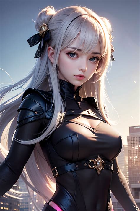 A Close Up Of A Woman In A Black Outfit With Long Blonde Hair SeaArt AI