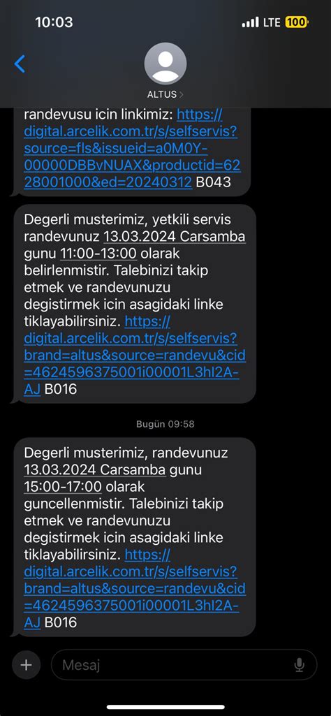 Altus Keyfi Randevu Saati Değişikliği Şikayetvar