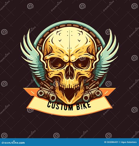 Skull Head Biker Badge Logo Vector Illustration Stock Vector Illustration Of Bike Mascot