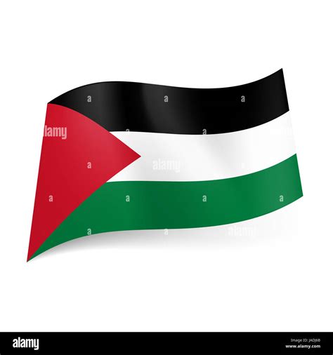 National flag of Palestine: black, white and green horizontal stripes ...