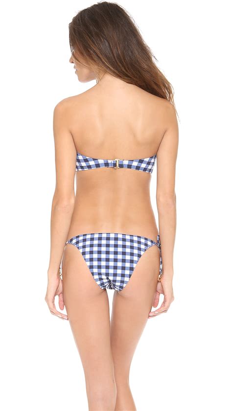 Juicy Couture Gingham Style Bandeau Bikini Top In Blue Lyst