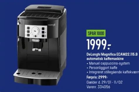 Delonghi Magnifica Ecam B Automatisk Kaffemaskine Tilbud Hos