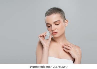 Sensual Woman Closed Eyes Naked Shoulders Stock Photo Shutterstock
