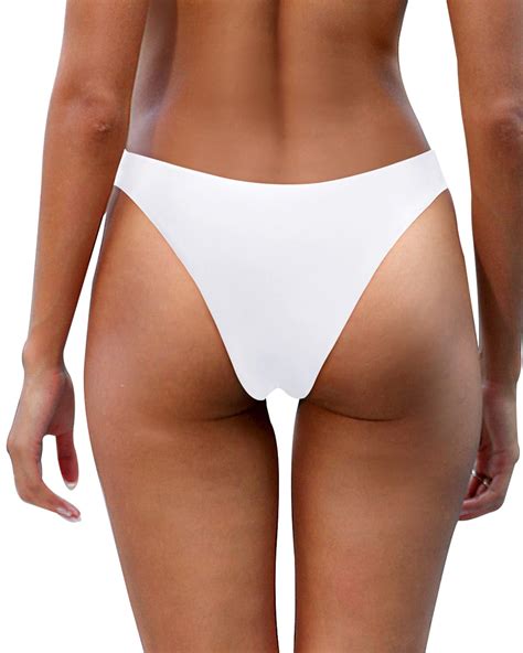 Aqua Eve Women Cheeky Bikini Bottom Brazilian High Cut Swim Bottom Low Rise Bathing Suit Bottom