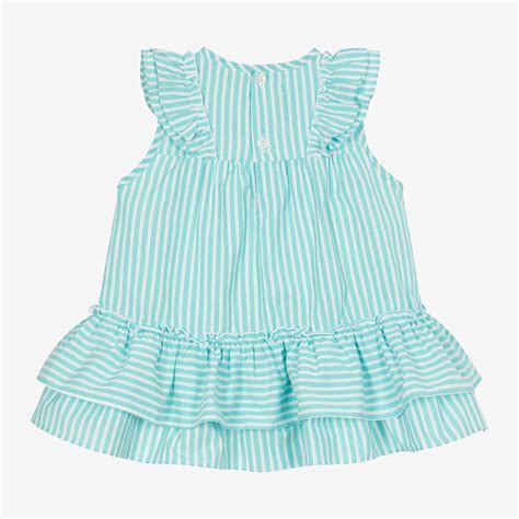 A Dee Girls Blue Striped Cotton Dress Childrensalon