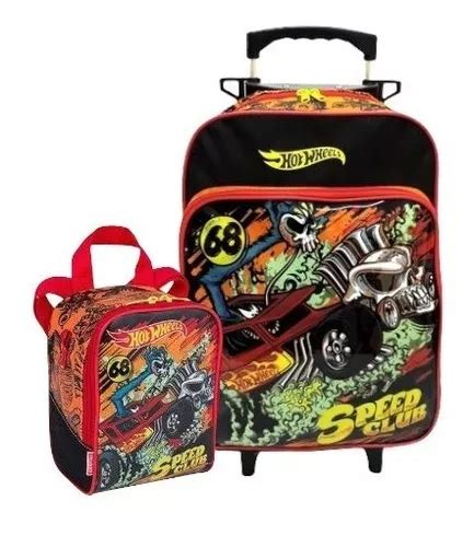 Mochila Hot Wheels Bolso Rodinhas G M Lancheira Sestini Parcelamento Sem Juros