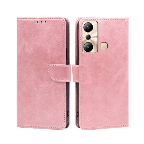 Infinix Hot i용 송아지 질감 버클 플립 가죽 전화 케이스 로즈 골드