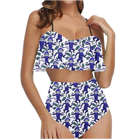Ladigasu Swim Suits For Women Women S Ruffled Bikini Swimsuit Set Walmart
