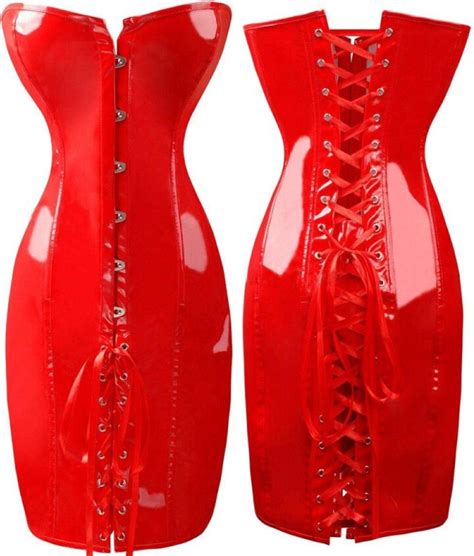 KHDFYER Babydolls Sexy Lingerie Gothic Sexy Shiny Long Leather Wetlook Off Shoulder Bodycon