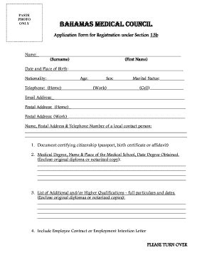 Fillable Online Forms Bahamas Gov BAHAMAS MEDICAL COUNCIL Forms