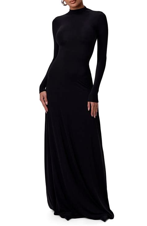 Naked Wardrobe Mock Neck Long Sleeve Maxi Dress Nordstrom In Maxi Dress Long Sleeve