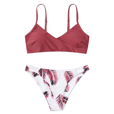 Tosmy Women Bikini Set Womens Floral Random Print Bikini Set Push Up