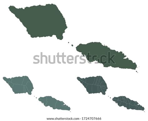 Samoa Map Outline Vector Administrative Borders Stock Vector (Royalty ...