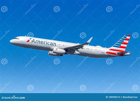 American Airlines Airbus A321 Airplane New York Jfk Airport Editorial