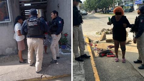 Policías apoyan a par de mujeres en estado inconveniente en Coatzacoalcos