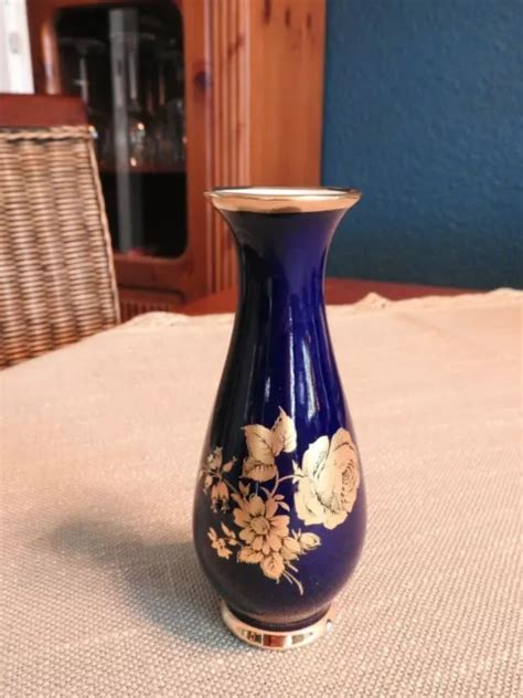 ECHT KOBALT VASE Royal Porzellan Bavaria KPM Germany Handarbeit EUR 15