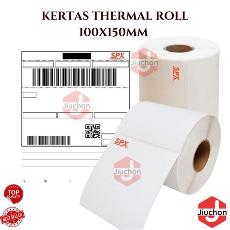 Jual JIUCHON KERTAS THERMAL ROLL 100x150MM STICKER LABEL RESI KERTAS