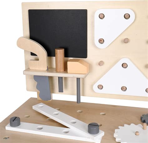 Wooden Workbench With Blackboard Tool Playset For Kids And Toddlers