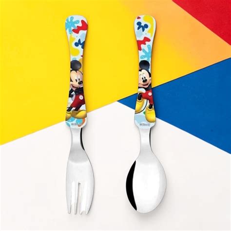 Colher E Garfo Infantil - Kit Colher e Garfo Infantil - Mickey Mouse - Azul - 1 unidade - Disney ...