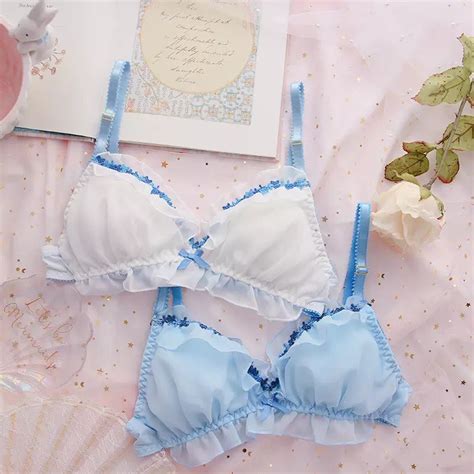 Sweet Fairy Blue Lace Bra Panty Set Underwear Lingerie Summer Aesthetic Casual E Girl Kawaii