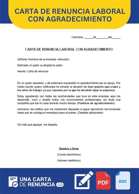 Carta De Renuncia Y Agradecimiento Ejemplos Y Modelos Porn Sex Picture