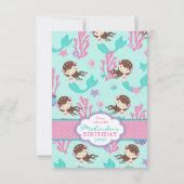 Lt Brunette Mermaid Third Birthday Invitation Zazzle