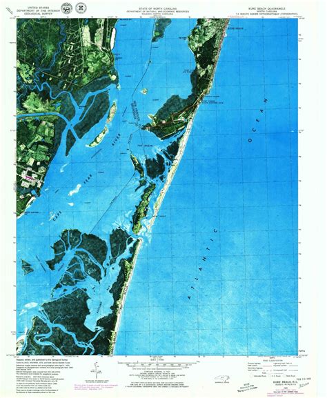 Classic USGS Kure Beach North Carolina 7.5'x7.5' Topo Map – MyTopo Map