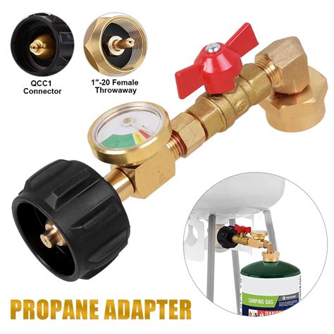 Propane Refill Adapter 1Lb To 20Lb Tank With Gauge And ON Off Control