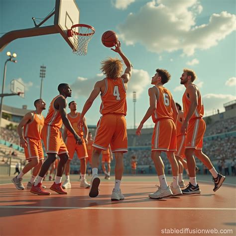 Basketball Players With Blonde Hair Performing Tricks Stable