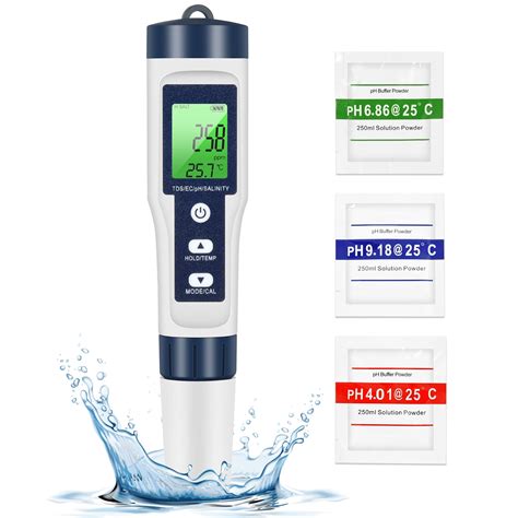 5 In 1 Water Quality Tester With Back Light Digital PH Meter PH TDS EC